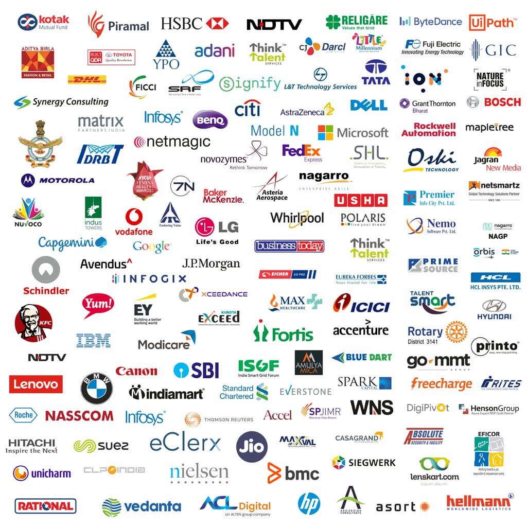 A white background displays numerous logos