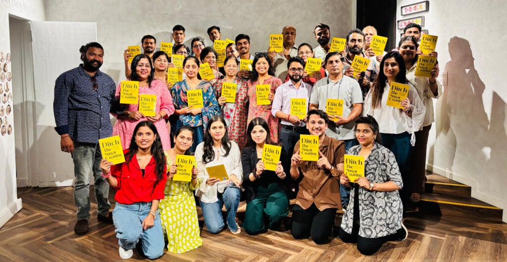 Team picture with book