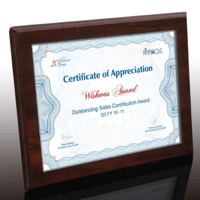 Customized certificate of appreciation