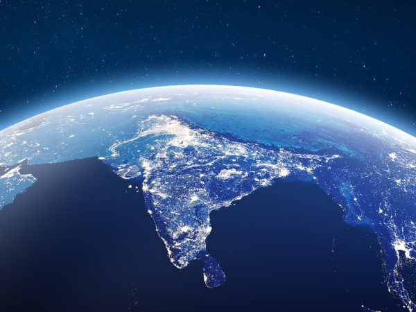 India at night, seen from space.