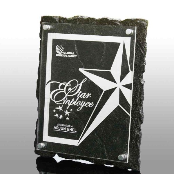 A black plaque with a star and text Star Employee.